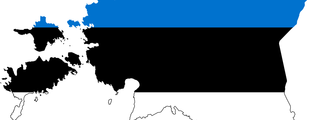 מפה של מדינת אסטוניה, צבועה בדגל של המדינה